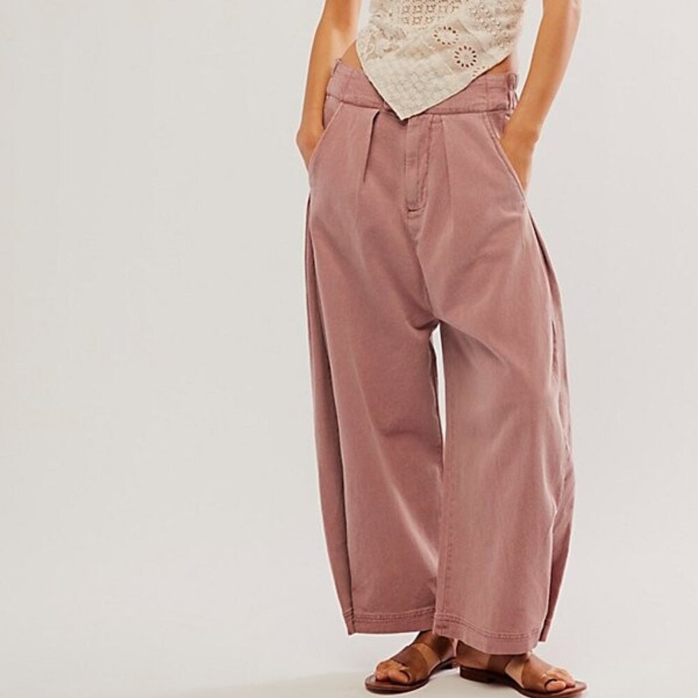 Free People Cool Harbor Wide Leg Pants - Size S - Withered Rose